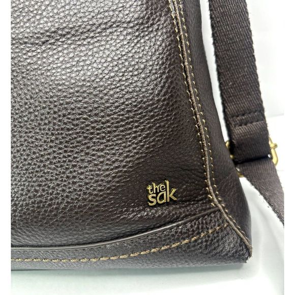 The Sak Iris Cocoa Pebbled Leather Crossbody Bag Purse Womens Brown - Picture 3 of 11